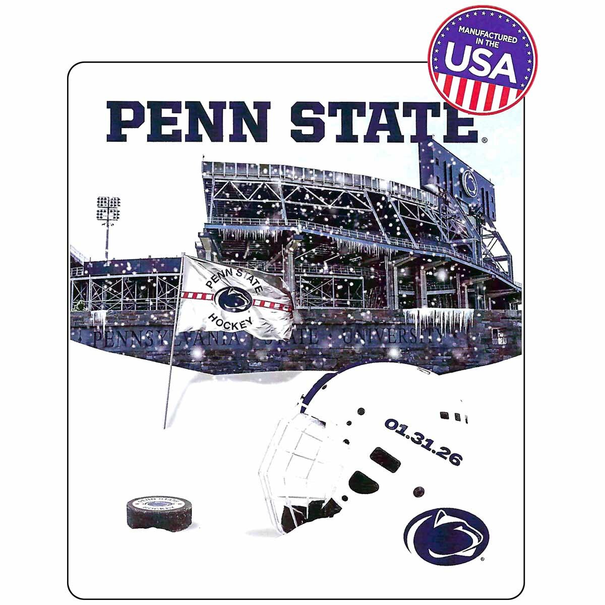 blanket Penn State Beaver Stadium hockey helmet 01.31.26